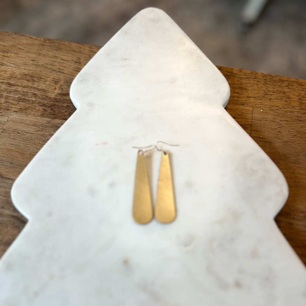 Nickel + Suede Gold Leather Teardrop Earrings